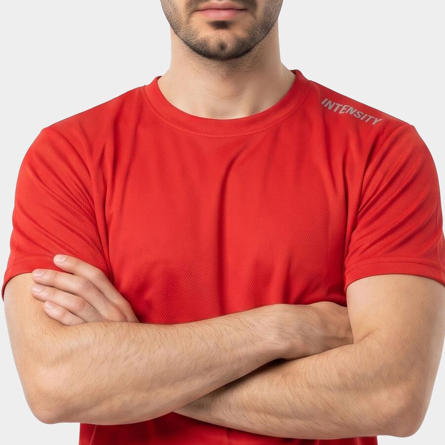 Men's Red Round Neck Regular Drifit T-Shirt, Red, large