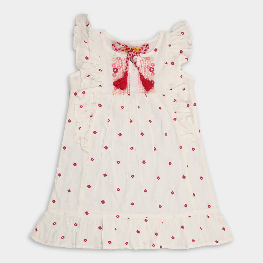 Girls' Frock , ऑफ व्हाइट, large