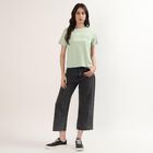 Women's Mint Green Cotton Round Neck Minimalist T-Shirt, हल्का हरा, small