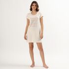 Women's Soft Cream Round Neck Casual Nighty, ऑफ व्हाइट, small image number null