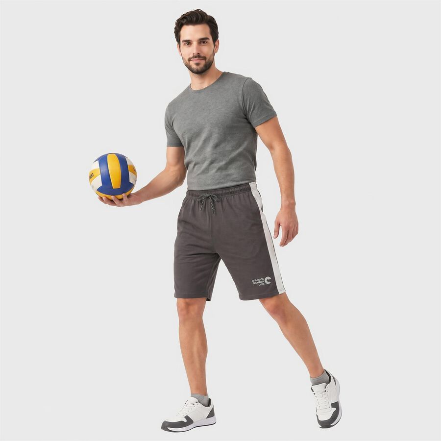 Men's Dark Grey Regular Fit Side Panel Jamaican Shorts, गहरा ग्रे, large