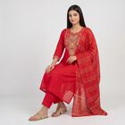 Women's Fuchsia Notch Neck Embroidered Ethnic Set, Fuchsia, small