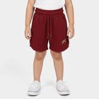 Girls' Wine Cotton Elastic Waist Shorts, Wine, small