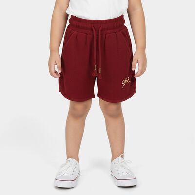 Girls' Wine Cotton Elastic Waist Shorts