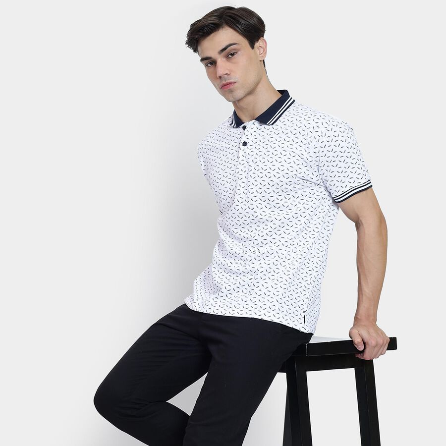 Men's 100% Cotton Collared Half Sleeves T-Shirt , Navy Blue, large image number null