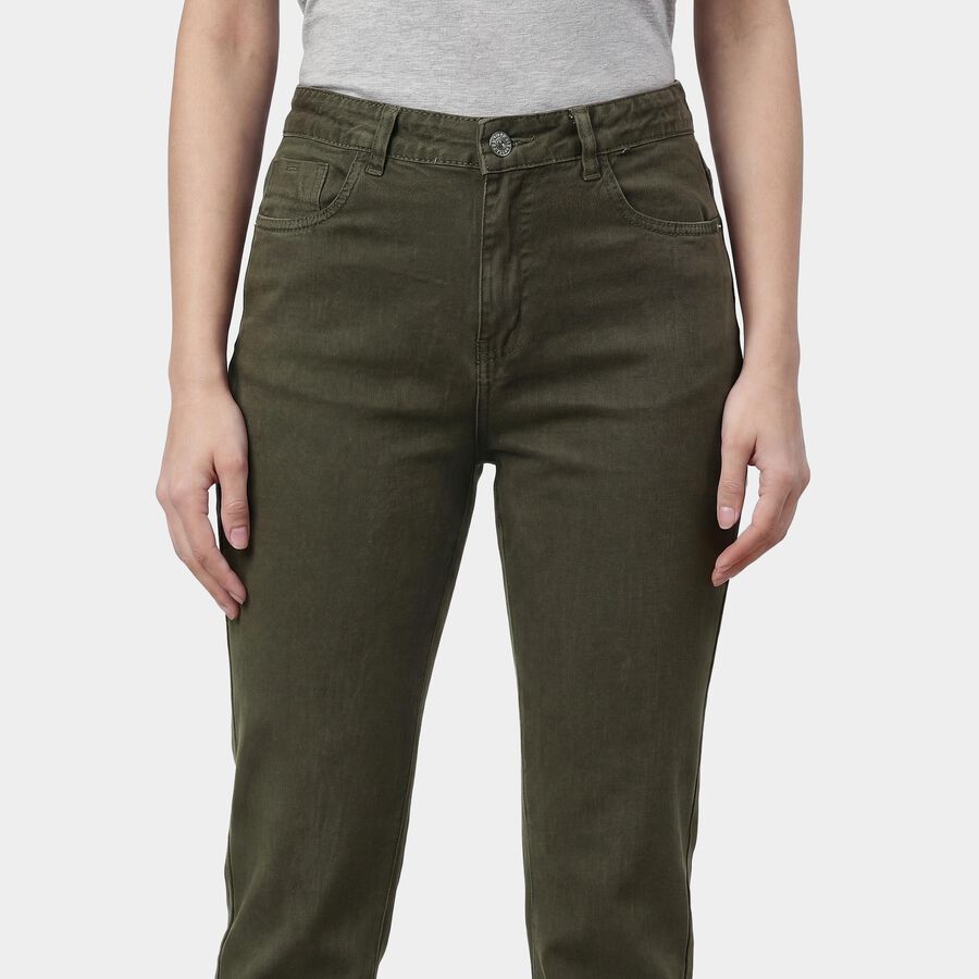 Women's Olive Slim Fit High-Rise Jeans, Olive, large