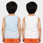 Boys Light Blue Cotton Round Neck Sleeveless Vest, हल्का नीला, small