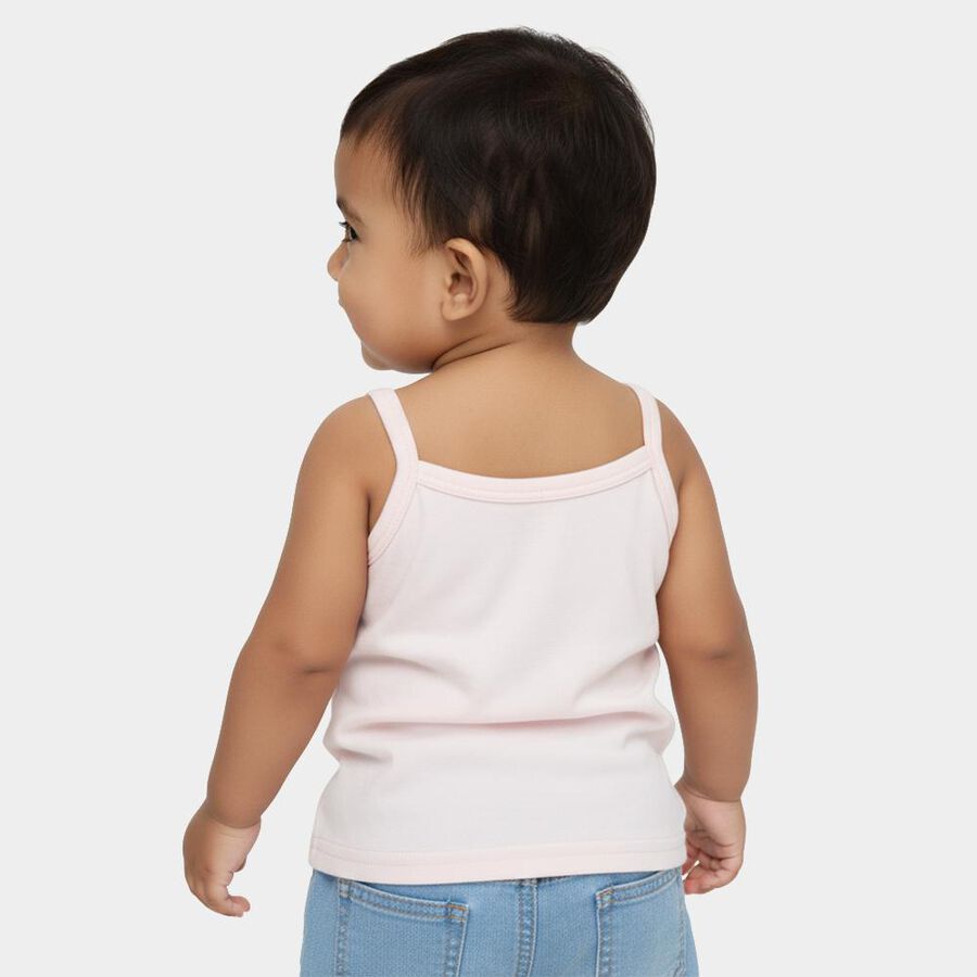 Infants Baby Pink Cotton Round Neck Casual Vest, गुलाबी, large image number null