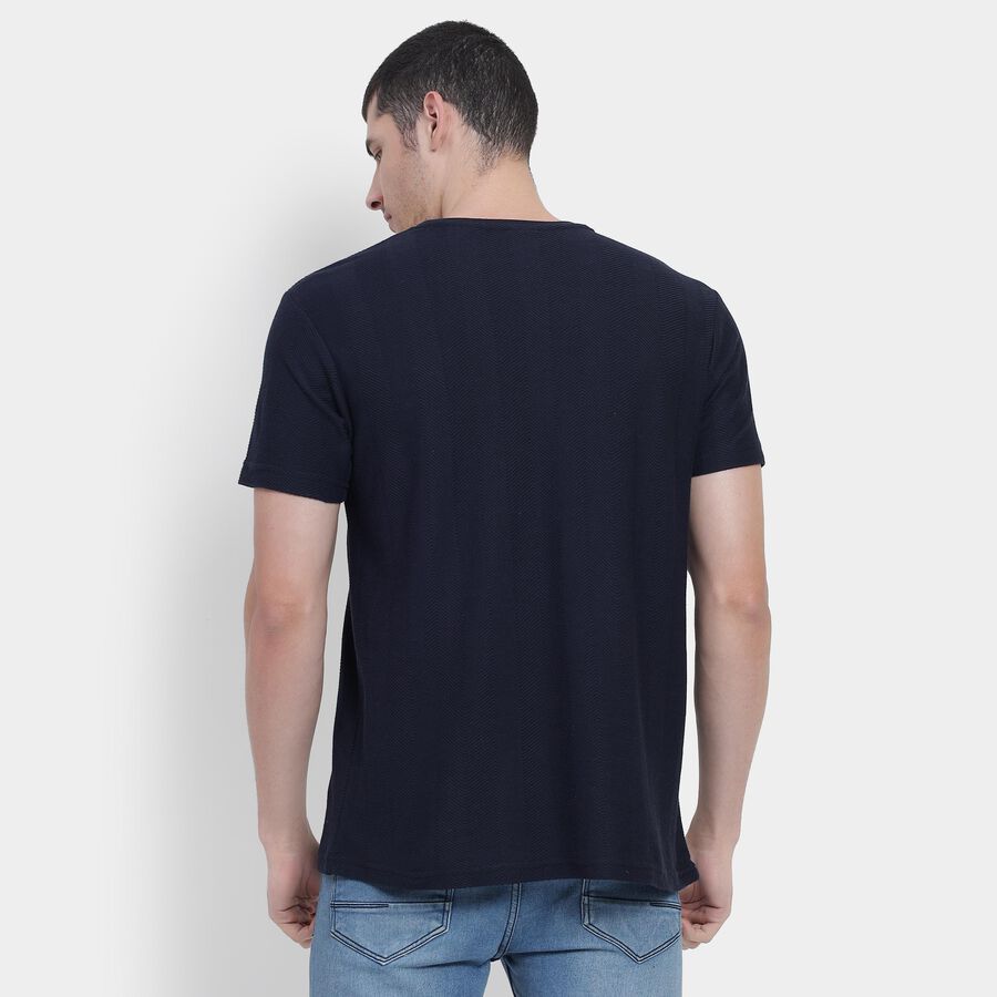 Men's Deep Midnight Navy Blue Round Neck T-Shirt, Navy Blue, large image number null