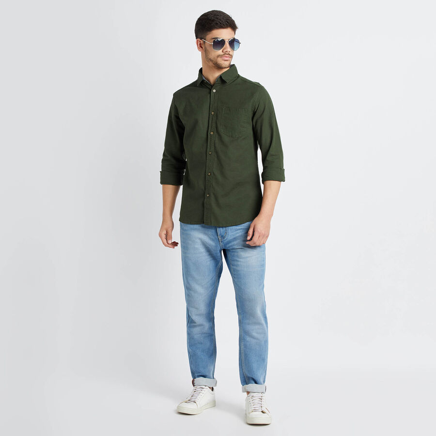 Cotton Solid Casual Shirt, Olive, large image number null