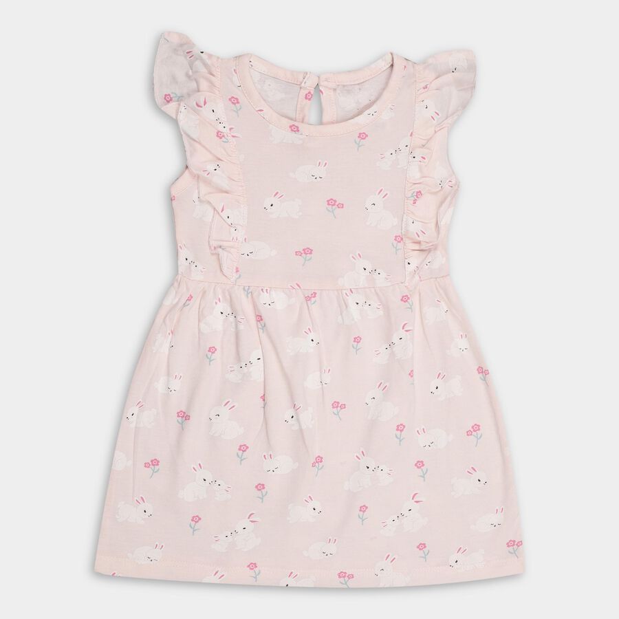 Infant Girls' 100% Cotton Frock, Light Pink, large image number null