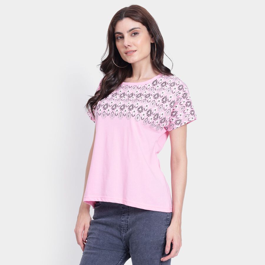 Ladies' Round Neck T-Shirt, Pink, large image number null