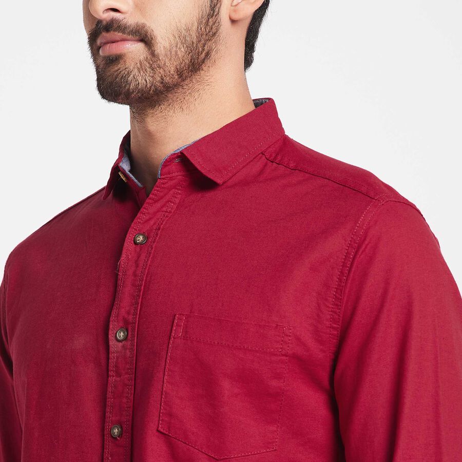 Cotton Solid Casual Shirt, Maroon, large image number null
