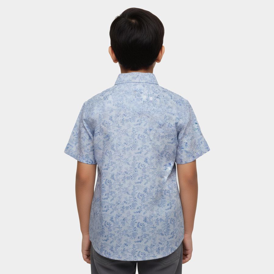 Boys Light Blue Cotton Classic Casual Shirt, Light Blue, large