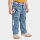 Girls' Light Blue Cargo Fit Patch Detail Jeans, हल्का नीला, small
