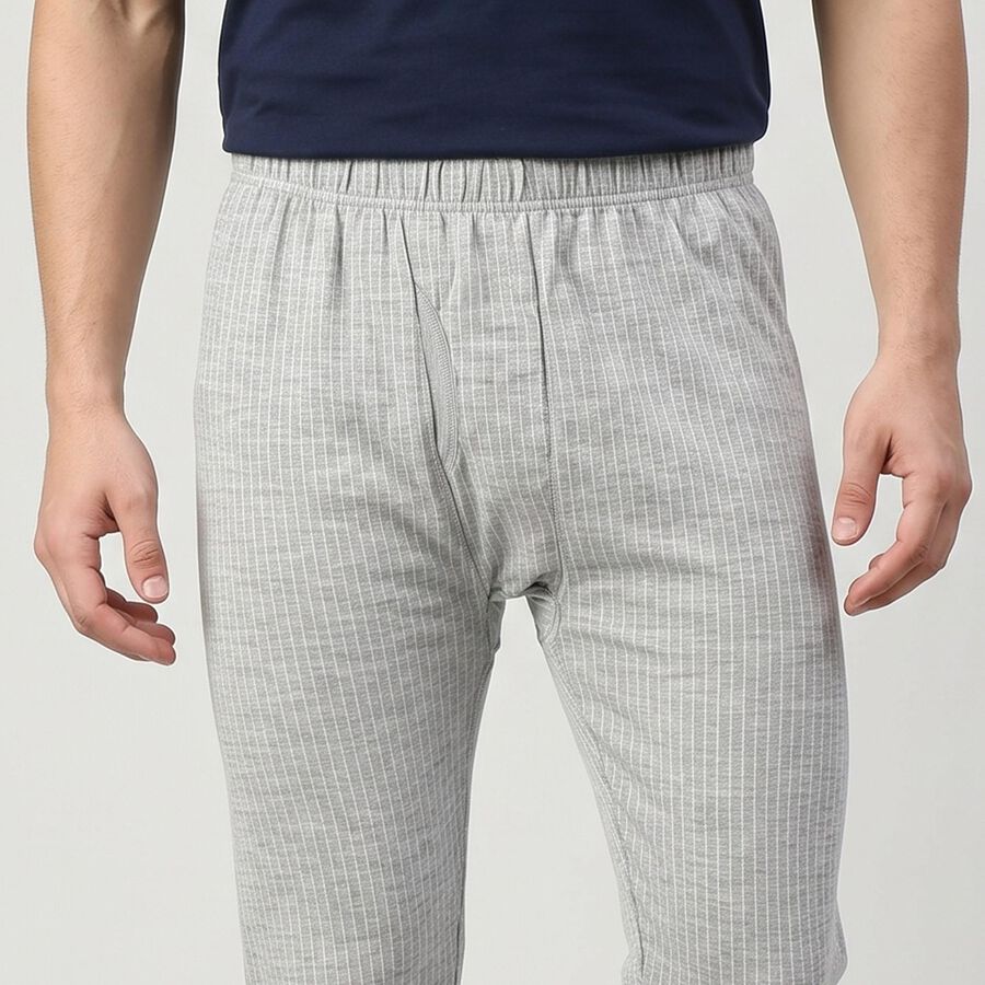 Men's Grey Long Johns Thermal, मिश्रित हल्का ग्रे, large