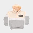 Boys Light Peach and Grey Hooded Neck Casual Sweatshirt, Peach, small image number null