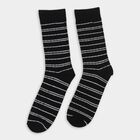 Men's Jet Black Regular Fit Striped Ankle-Length Socks Pack of 2, Black, small