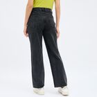 Women's Washed Black Regular Fit High-Rise Jeans, काला, small image number null