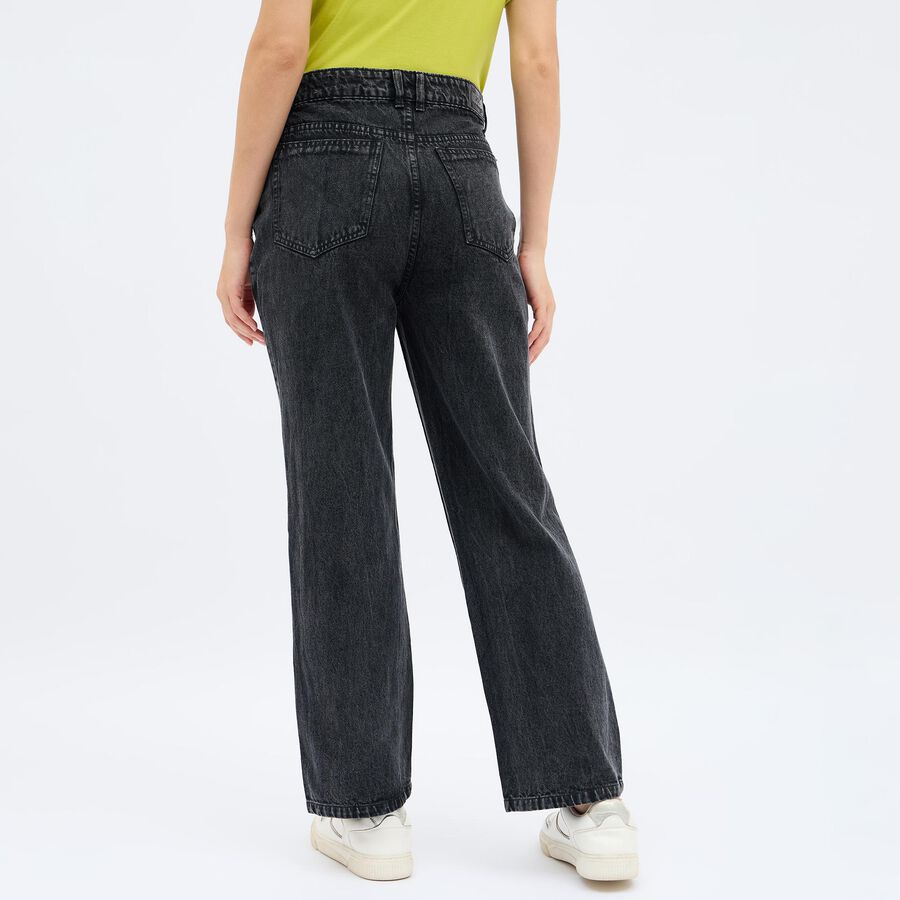 Women's Washed Black Regular Fit High-Rise Jeans, काला, large image number null
