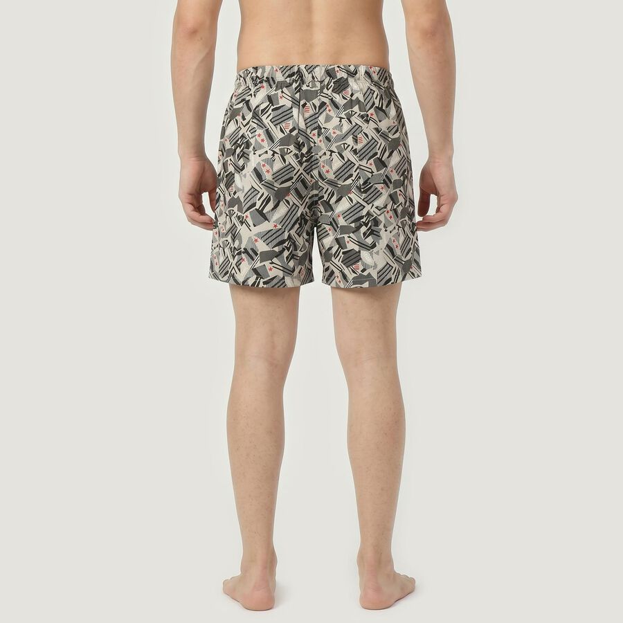 Men's Grey Relaxed Fit Printed Boxers, Light Grey, large