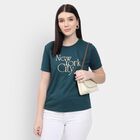 Ladies' 100% Cotton Round Neck T-Shirt , Dark Green, small
