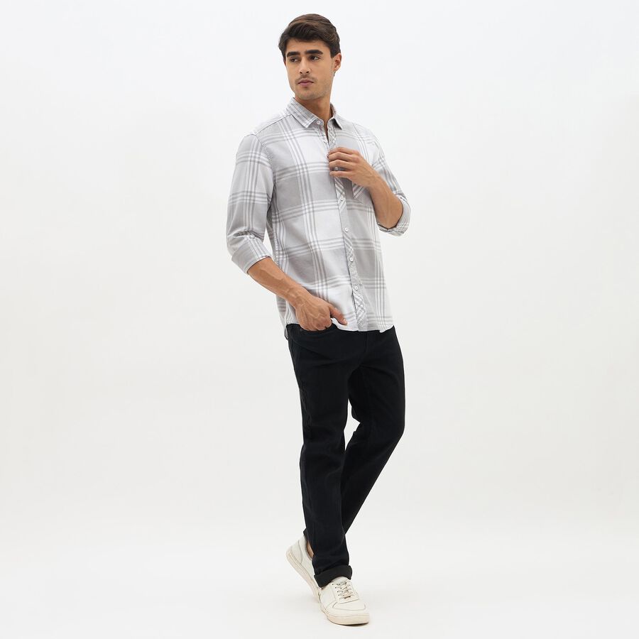 Men's Light Grey Cotton Classic Collar Casual Shirt, Light Grey, large image number null
