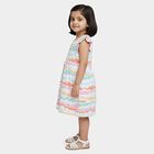 Girls' Light Green Printed Flutter Sleeve Cotton Frock, Light Green, small