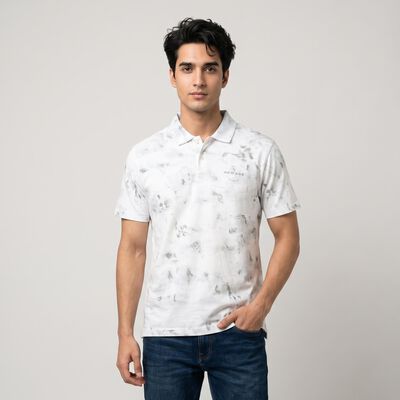 Men's Grey Cotton Polo Neck Polo T-Shirt