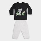 Infants' Charcoal Grey Cotton Boat Neck Graphic Baba Suit, Charcoal, small image number null