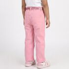 Girls Pink Straight Fit Embellished Jeans, Pink, small