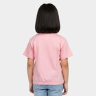 Girls Pink Cotton Round Neck Regular T-Shirt, हल्का गुलाबी, small