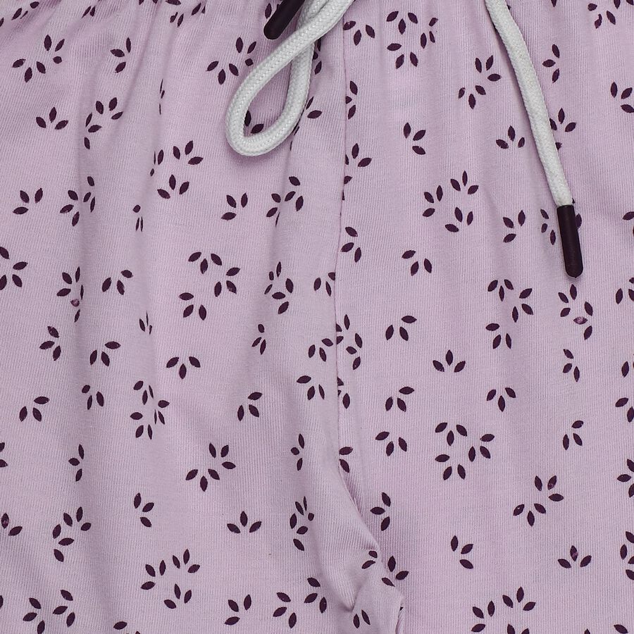 Girls' Lilac Regular Fit Heart Printed Pyjama, Lilac, large