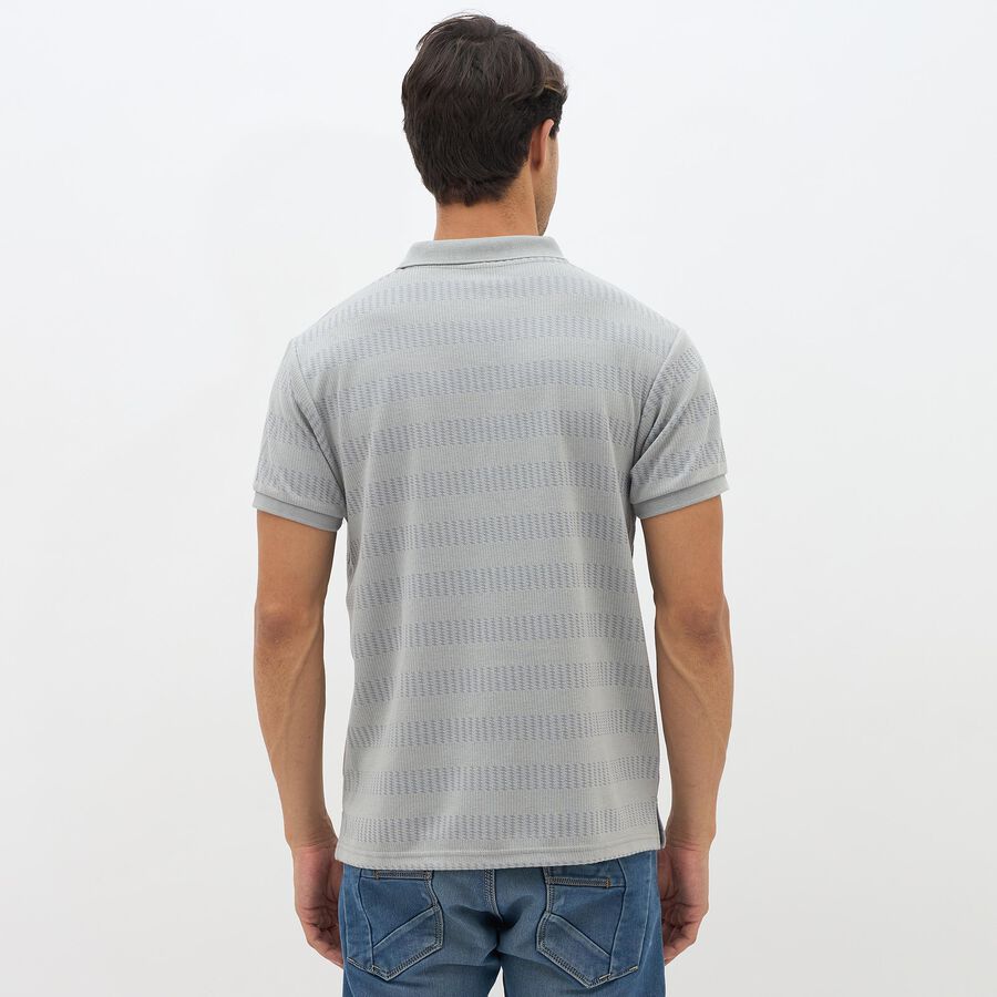 Men's Light Grey Polo Collar Casual T-Shirt, हल्का ग्रे, large image number null