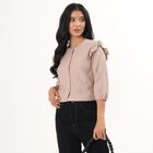 Women's Beige Mock Neck Textured Top, गहरा पीला, small