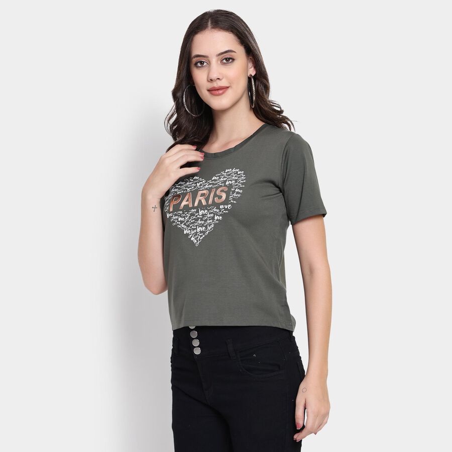 Ladies' Round Neck T-Shirt , Olive, large image number null