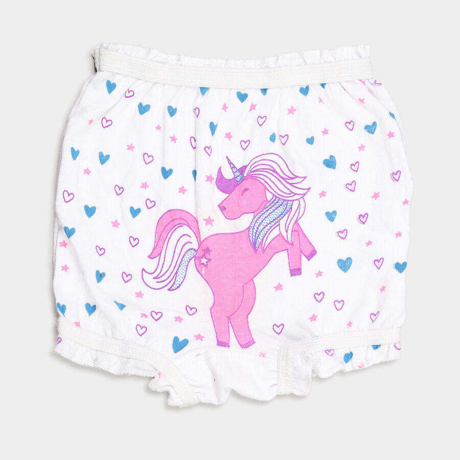 Girls Cotton Printed Bloomer, White, large image number null