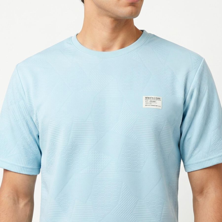 Men's Aqua Round Neck Regular Drifit T-Shirt, एक्वा, large
