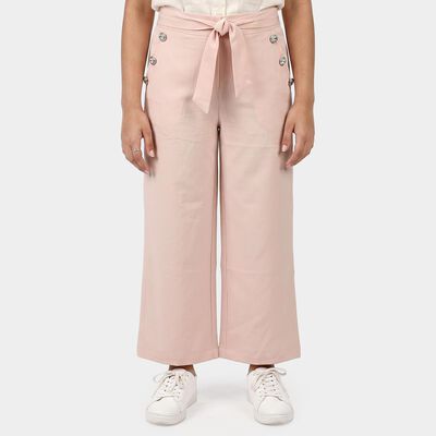 Girls' Pink Wide Leg Tie-Up Trousers