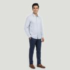 Men's Light Blue Cotton Full Sleeve Collar Casual Shirt, Light Blue, small
