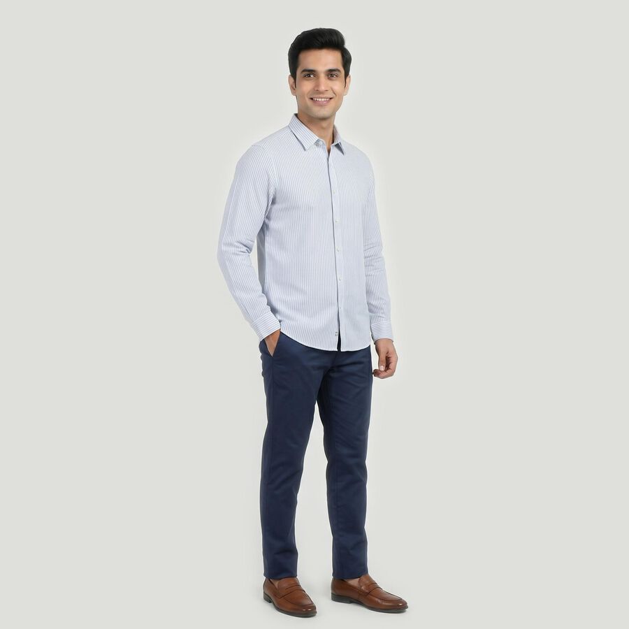 Men's Light Blue Cotton Full Sleeve Collar Casual Shirt, Light Blue, large