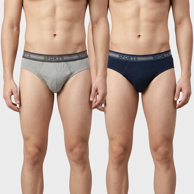 Men's Blue Regular Fit Solid Briefs