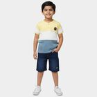 Boys' Yellow Cotton Round Neck Color-Blocked Baba Suit, Yellow, small