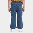 Girls Blue Straight Fit Embroidered Jeans, मध्यम नीला, small