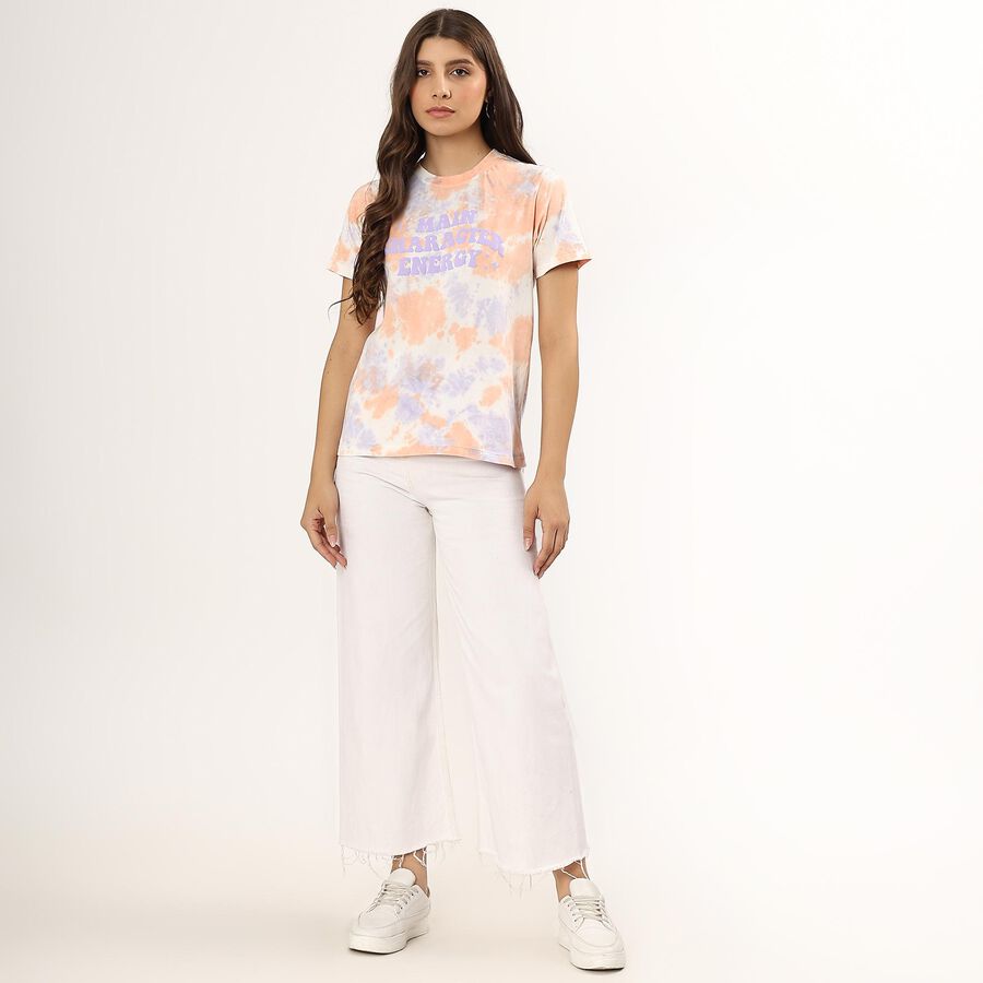 Ladies' 100% Cotton Round Neck T-Shirt , Off White, large image number null