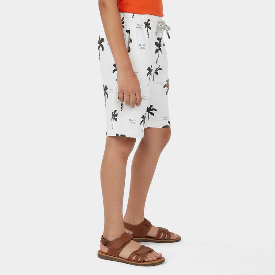 Boys' Off White Cotton Blend Regular Fit Bermuda Shorts, Off White, large