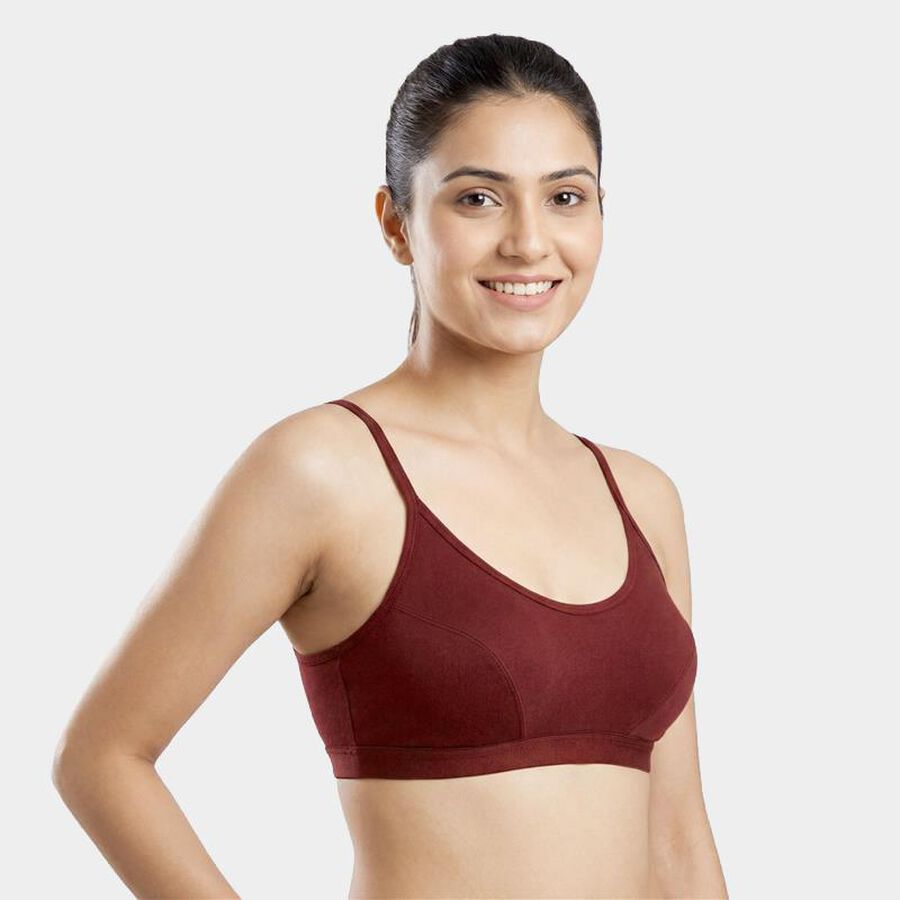 Women's Brown Cotton Blend Scoop Neck Classic Bra, Brown, large