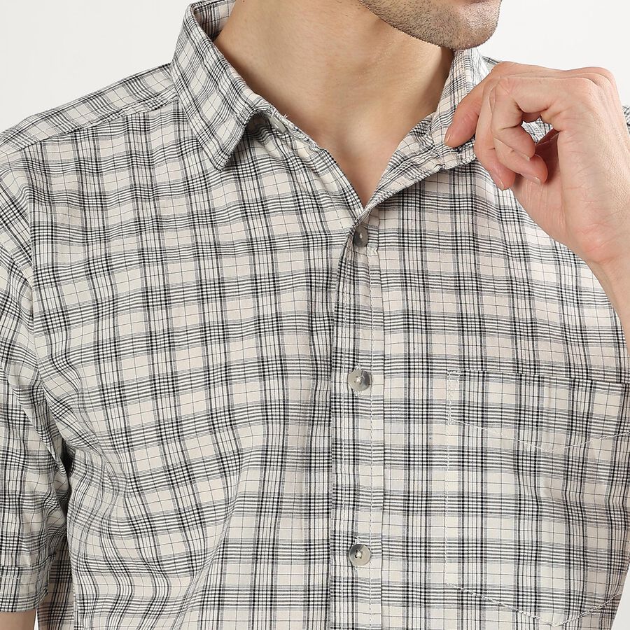 Men's Off-White Cotton Classic Casual Shirt, Off White, large image number null