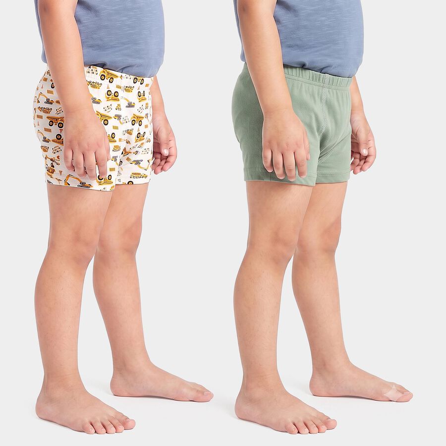Boys Olive Green Regular Fit Solid Trunks, Olive, large