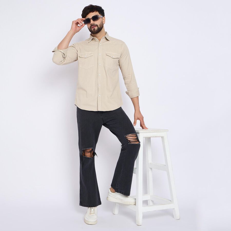 Men's 100% Cotton Casual Shirt , Beige, large image number null